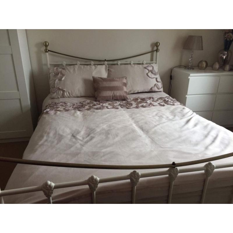 Double bed frame cream and gold