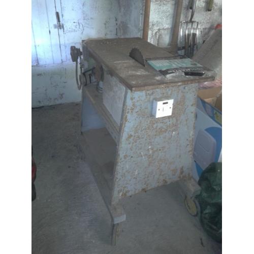 Saw table bench, logs, planks, fencing, house renovating, 235mm blade