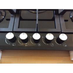 5 Burner Hob. Gas on glass. Cooke and Lewis