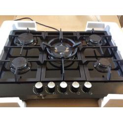 5 Burner Hob. Gas on glass. Cooke and Lewis