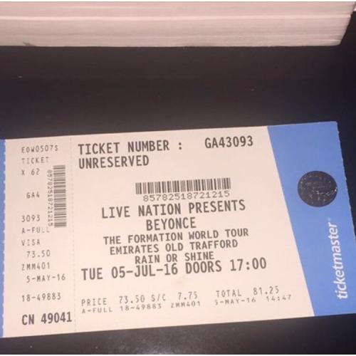 x1 Standing ticket - Beyoncé - Manchester 5th July!!