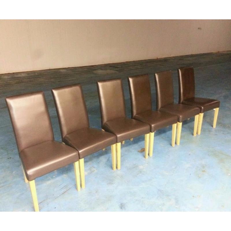 6 x brown leather dining table chairs (item 2)