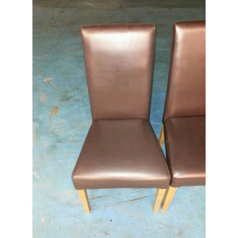 6 x brown leather dining table chairs (item 2)