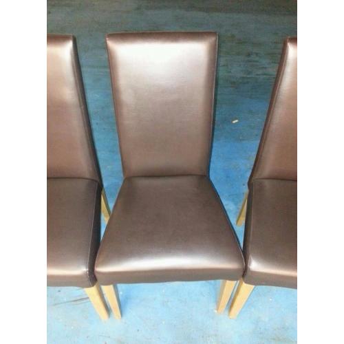 6 x brown leather dining table chairs (item 2)