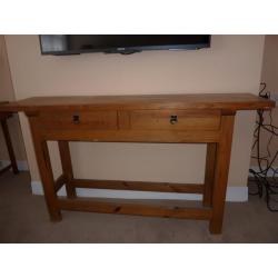 Console Table (Solid Oak) with 2 Drawers