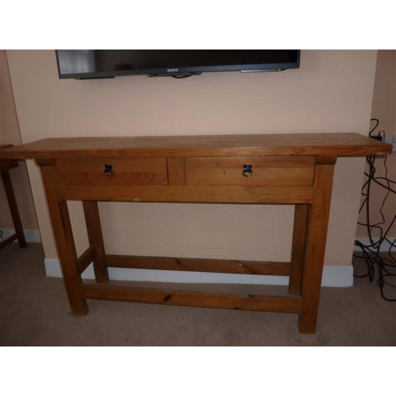 Console Table (Solid Oak) with 2 Drawers