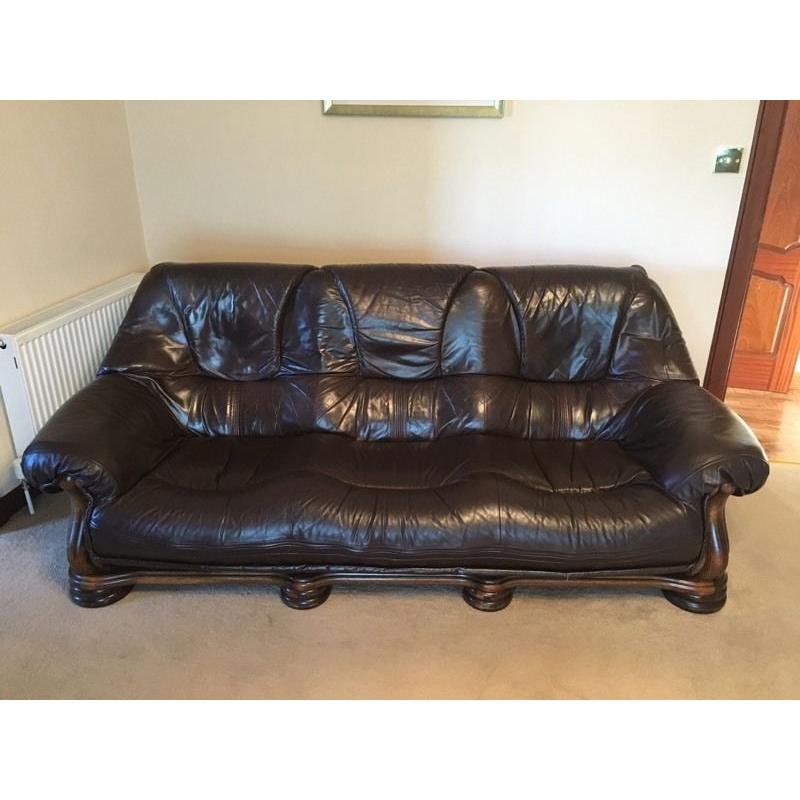 FREE 3 seater & 2 seater brown leather sofa