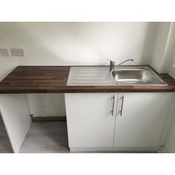 WALNUT BLOCK EFFECT LAMINATE KITCHEN WORKTOP