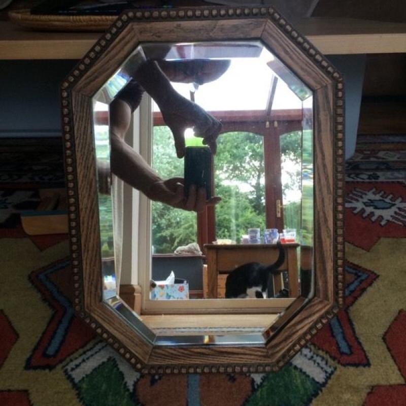 Antique oak mirror