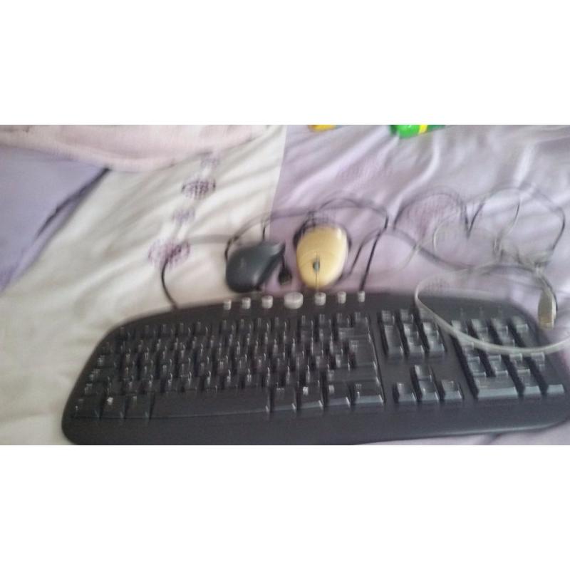 keyboard and 2 mouses