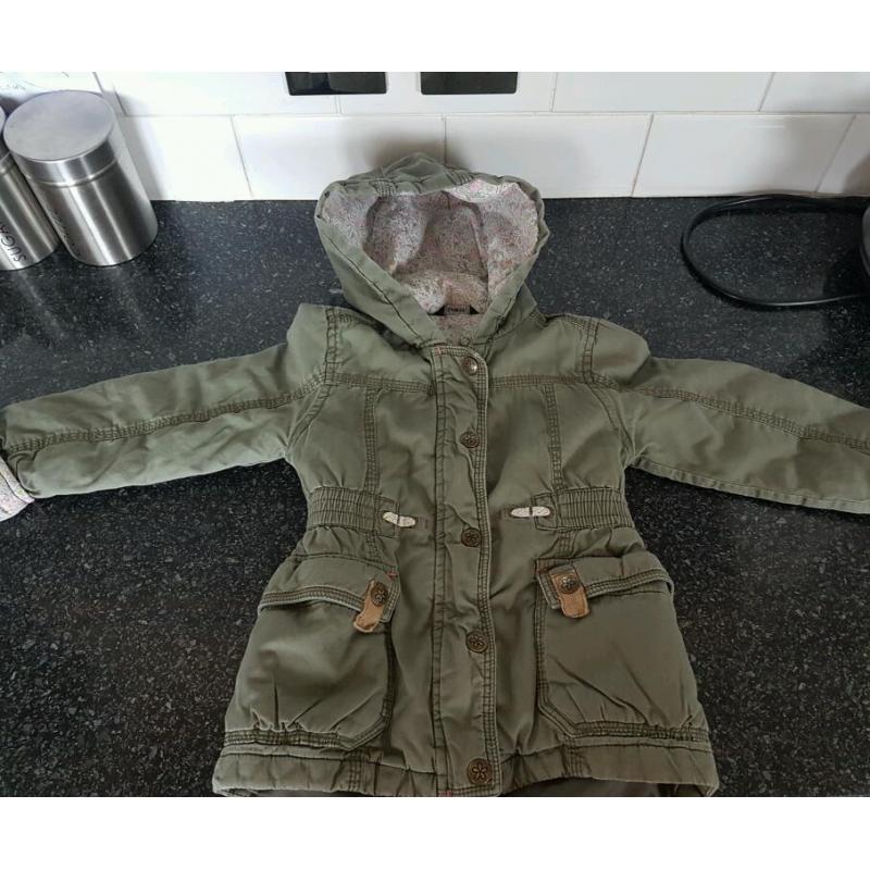 Girls green padded coat with hood