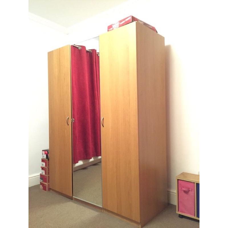 Ikea Wardrobe Oak Effect 3 Door, 1/2 door