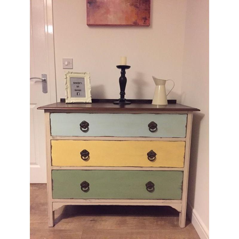 Delightful vintage solid upcycled chest of drawers