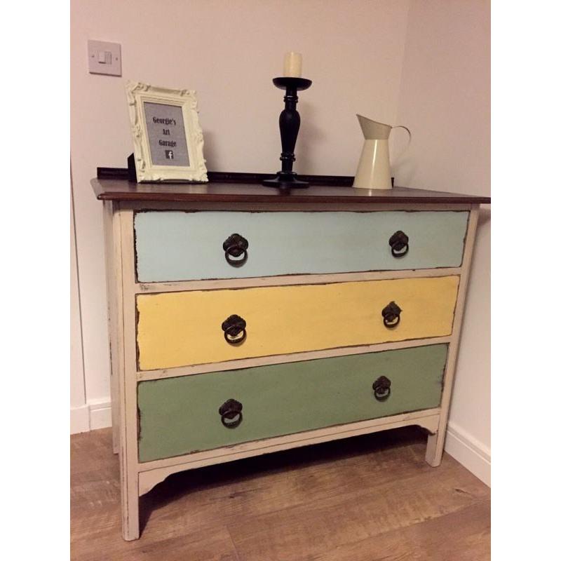 Delightful vintage solid upcycled chest of drawers
