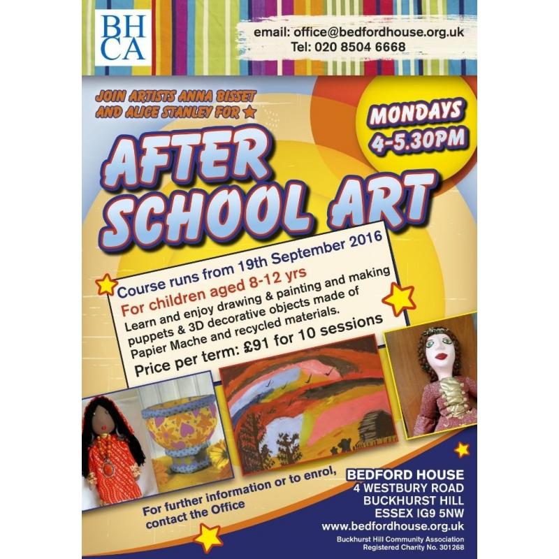 After-School Art class for 8 - 11 year olds! Starts 19 September 2016