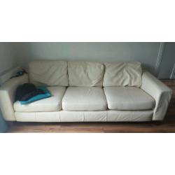 3 seater cream leather sofa
