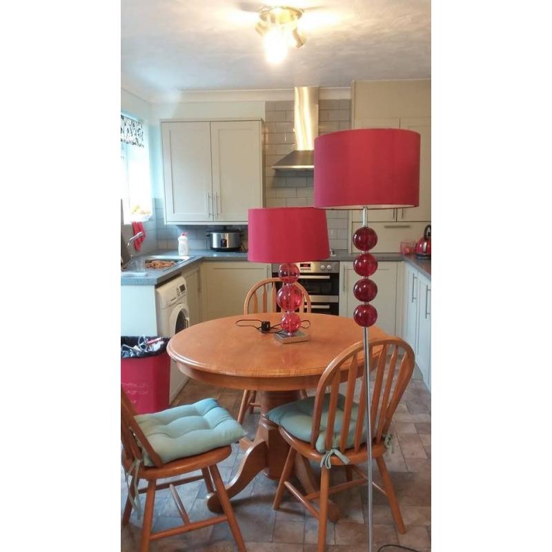 Kitchen Table with 3 Chairs and Two Lamps - FREE - COLLECTION FROM PORTHCAWL