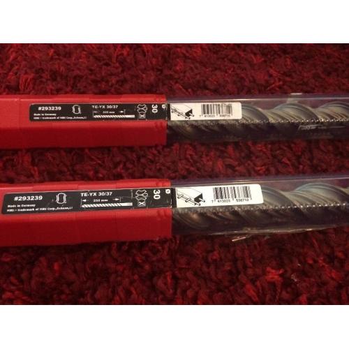New and sealed Hilti drill bits 30mm. Te-yx 30/70 370mm long