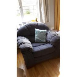 Blue 3 Seater Sofa and Armchair