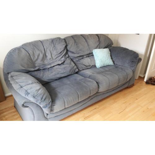 Blue 3 Seater Sofa and Armchair