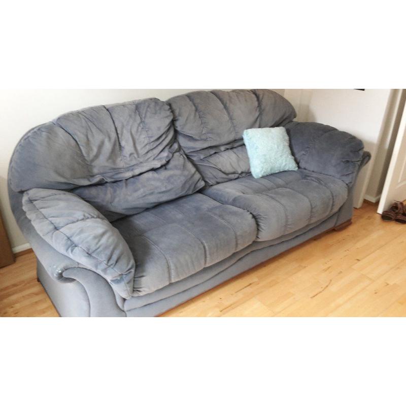 Blue 3 Seater Sofa and Armchair