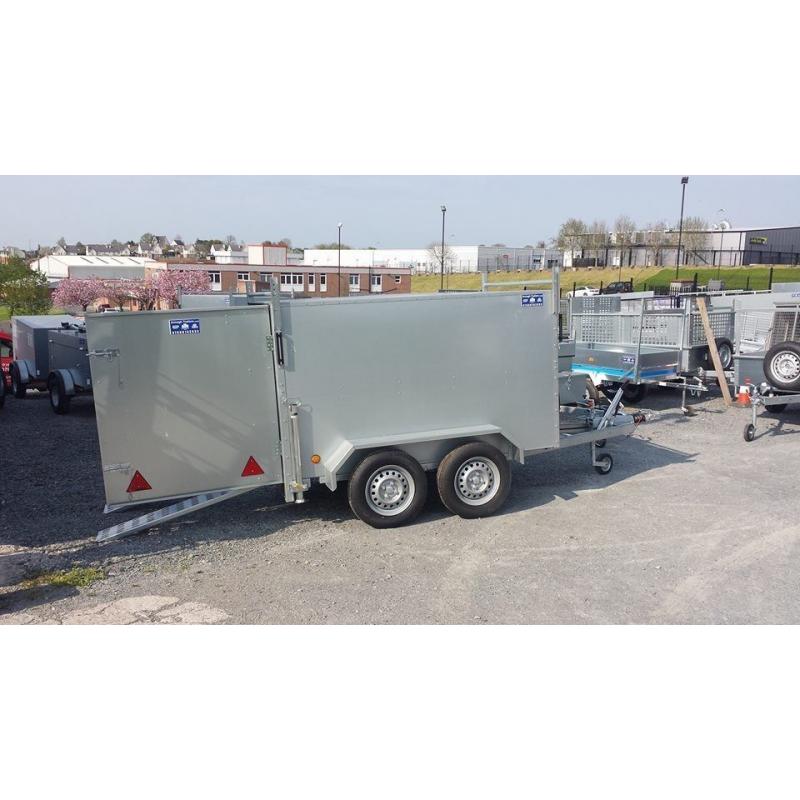 New galvanised 7x4x4 twin wheel box trailer with brakes, great trailer for driving instructor school