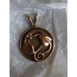 Art Deco Welsh Rose and Yellow Gold Pendant.