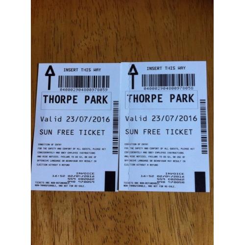 Thorpe Park Tickets 23/07/2016
