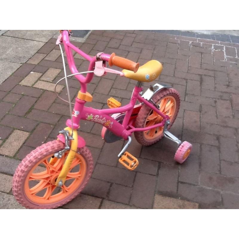 Kids bike - Barbie bike with stabilisers in good condition 14"