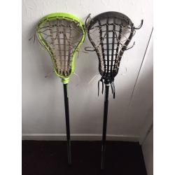 2 DeBeer Lacrosse Sticks and 2 Balls