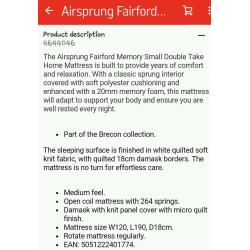 Airsprung 4ft mattress NEW