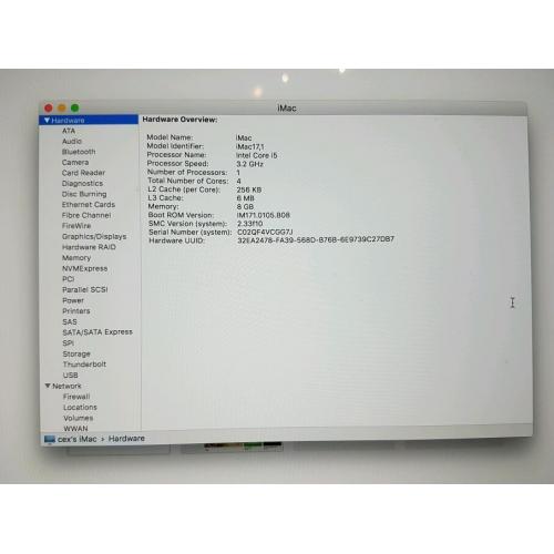 Imac 17,1 27"5K 1tb i5 6650, 8gb RAM (EXPANDABLE TO 32GB), 2GB GRAPHIC RAM