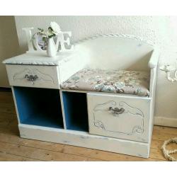 Upcycled Shabby Chic Furniture Annie Sloan Telephone Seat Hall Table Kitchen Dresser Corner Unit