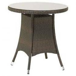 New Royalcraft Round Table - Glass Top - Cannes Mocha Brown Rattan 70cm