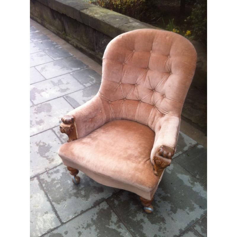 Button Back Armchair with Tulip Carved Arm Rests feel free to view free local delivery