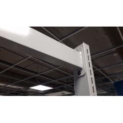 Large quantity of double sided metal shelving