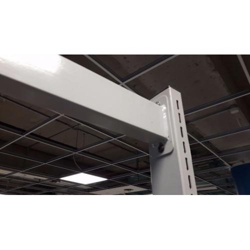 Large quantity of double sided metal shelving