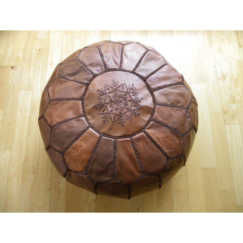 100% GENUINE MOROCCAN LEATHER POUFFE HANDCRAFTED LEATHER POUFFE