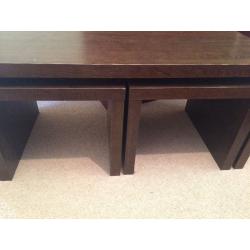 Modern style walnut effect coffee table nest