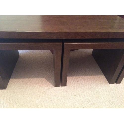 Modern style walnut effect coffee table nest