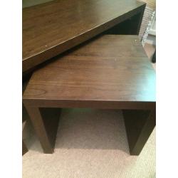 Modern style walnut effect coffee table nest