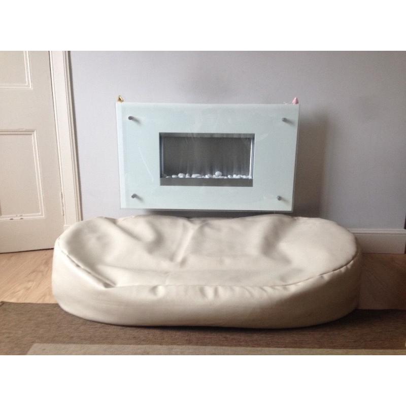 Cream Faux Leather Beanbag