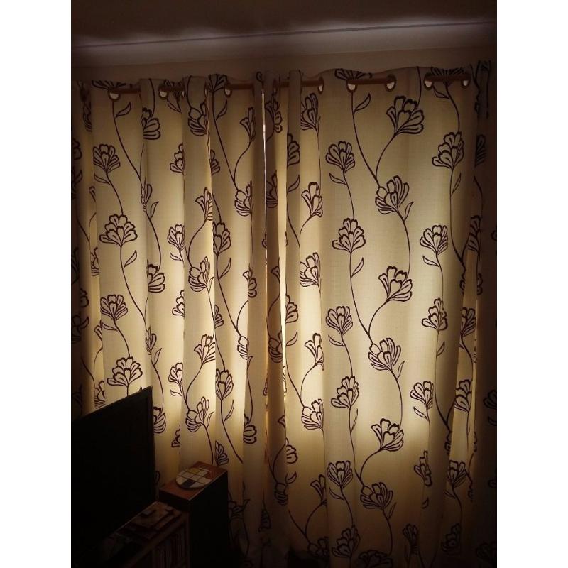 Curtains - cream with modern flower design