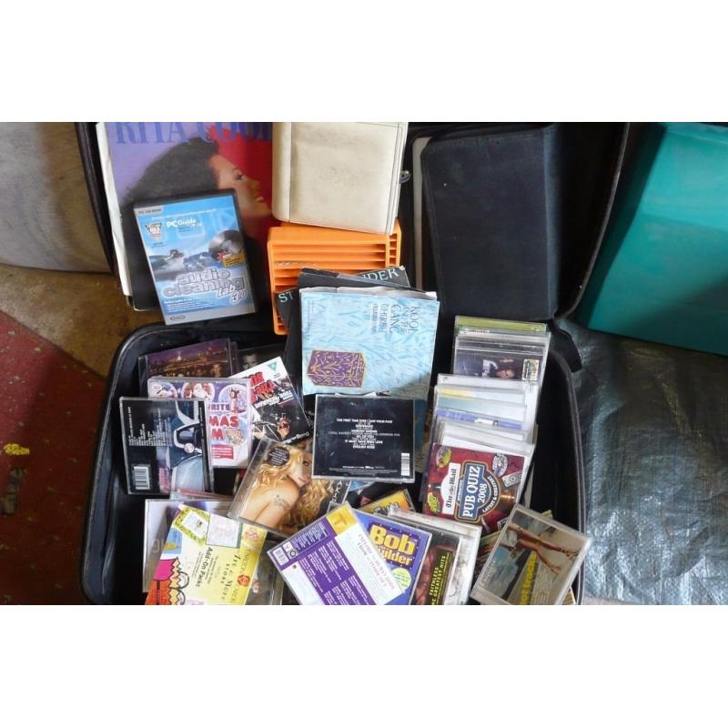 CAR BOOT. JOB LOT. cd:s. records, cd cases. cd stands. plus suitcase