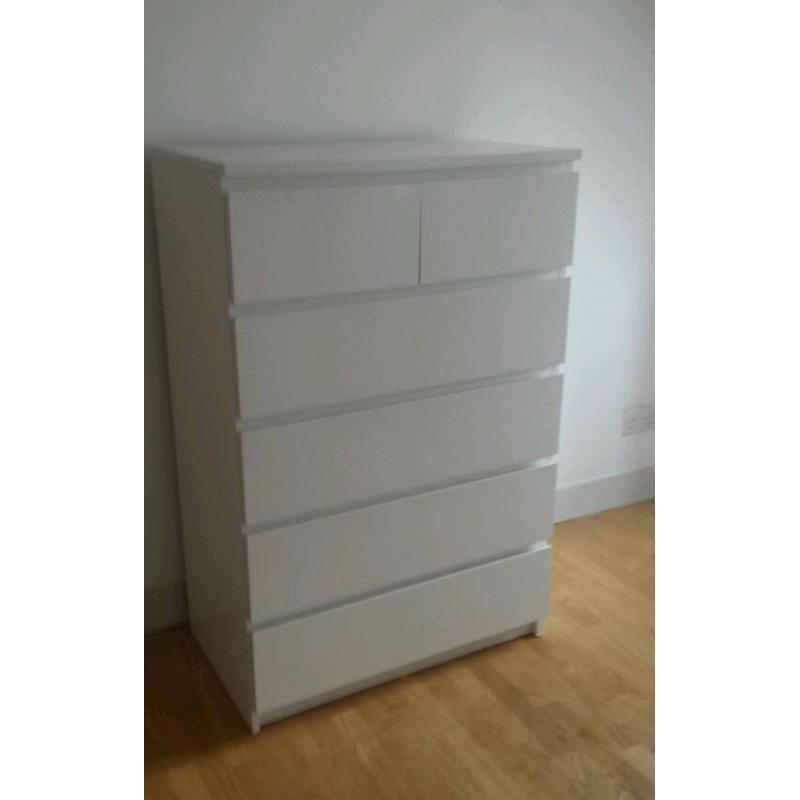 Ikea malm chest of 6 drawers white