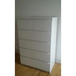Ikea malm chest of 6 drawers white