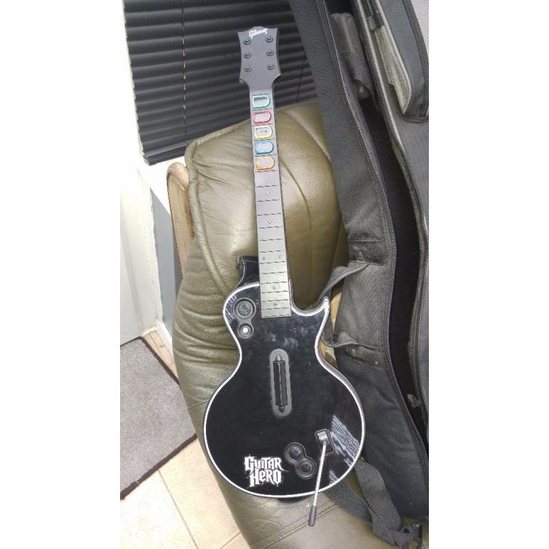 Xbox 360 with games and guitar hero