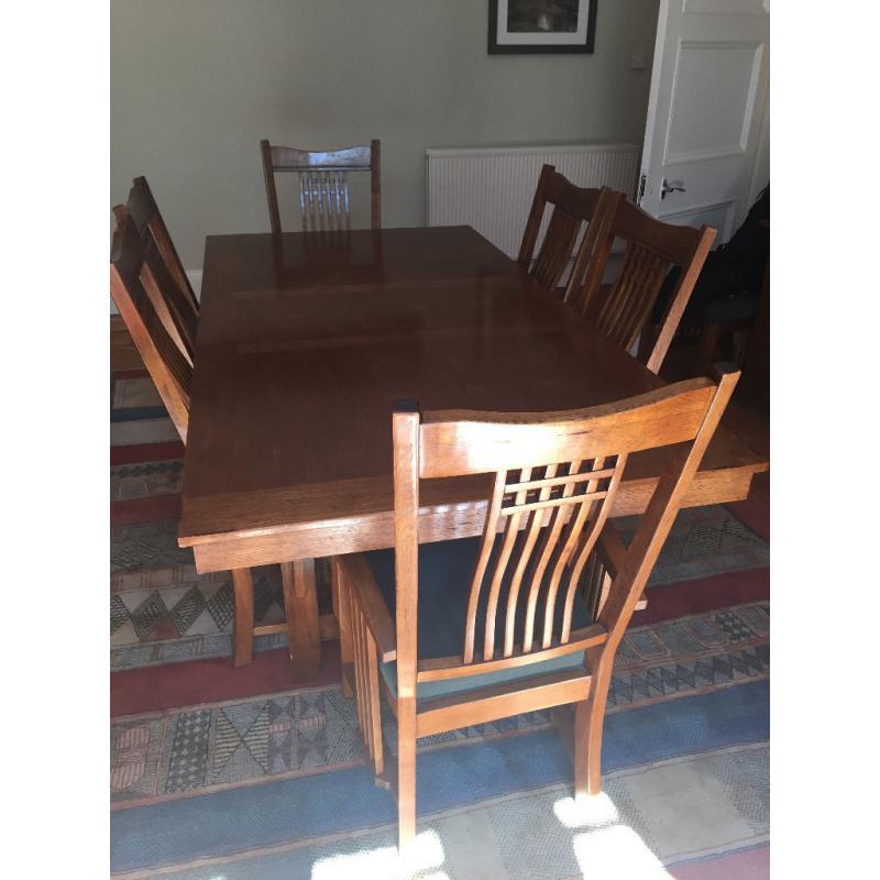 Solid Oak Extendable Dining Table and 8 Chairs