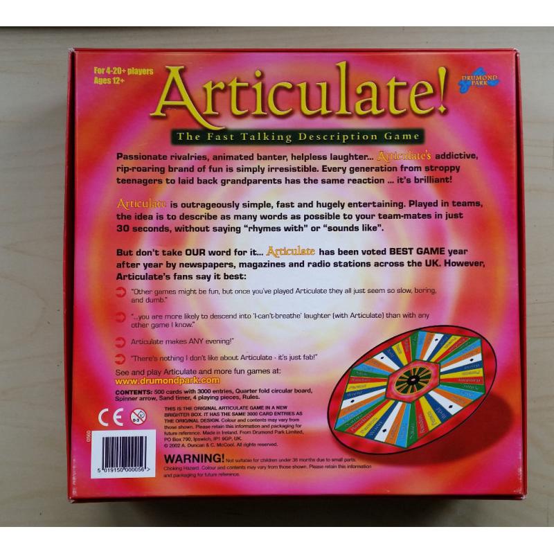 ARTICULATE The Fast Talking Description Game Articulate! Memory Game Fun Party Game FULLY Complete