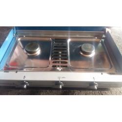 Campingaz camping chef portable fold in double burner stove and grill with storage bag